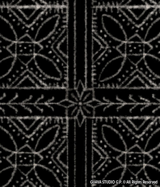 0654C - Black and White Batik Bandana