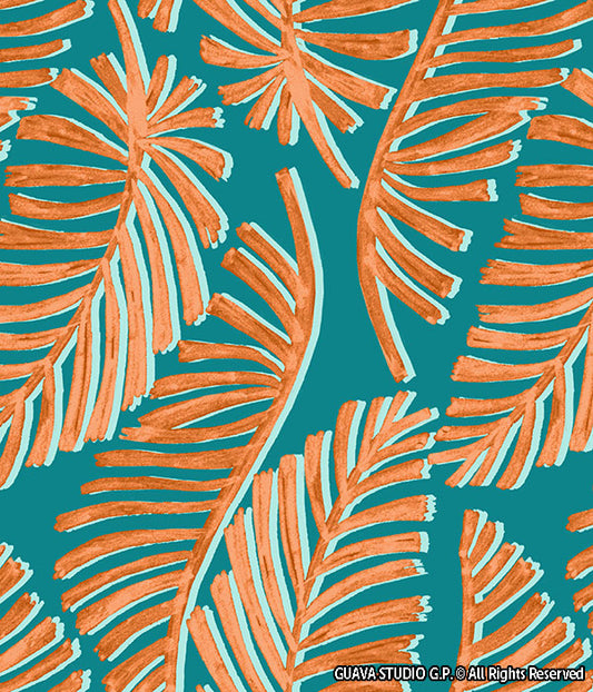 0655G- Teal Watercolor Palm Leaves