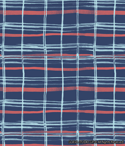 0662D- Sun Faded Indigo Brushstroke Plaid