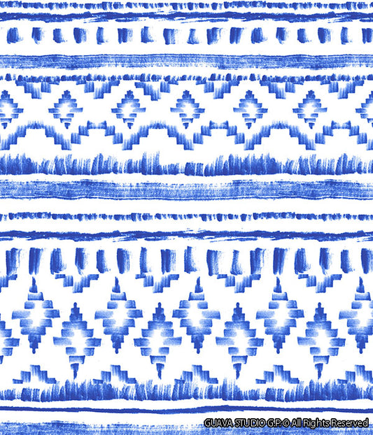 0664E- Blue and White Ikat Stripes