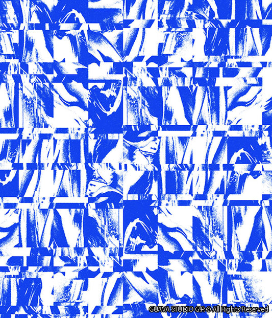 0698E- Blue and White Marbled Patchwork