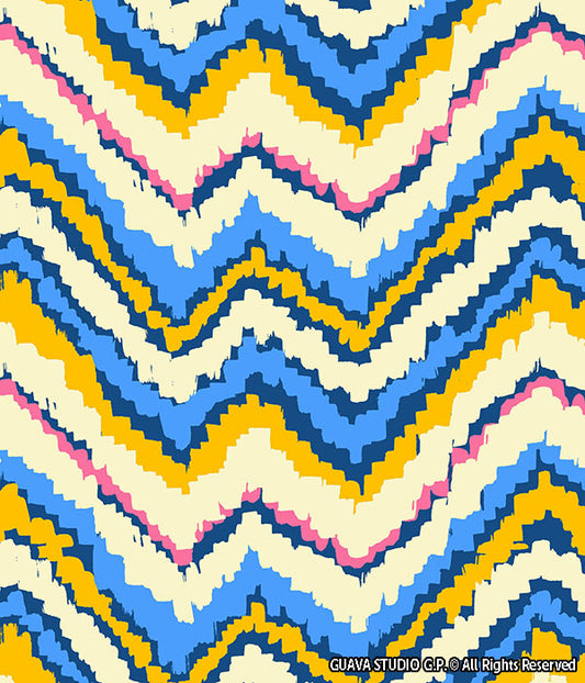 0711D- Summery Blue and Yellow ZigZag