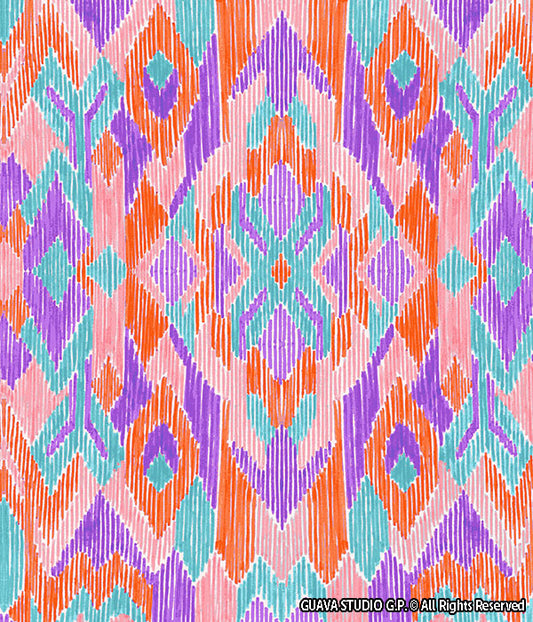 0715B- Teal and Terracota Ikat Print