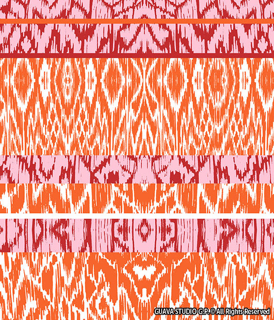 0716E- Pink and Orange Ikat Stripe