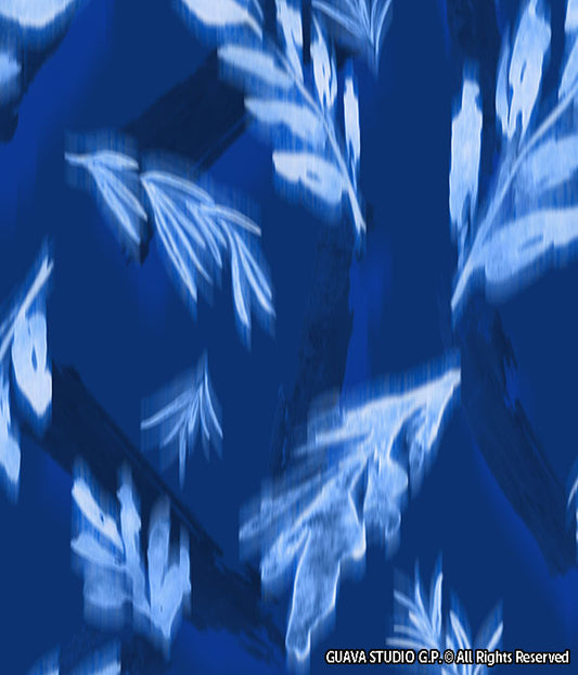 0717A- Indigo Batik Leaves