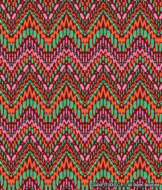 0724B- Pink and Orange Ikat Inspired ZigZag