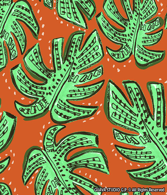 0725D- Geo Textured Tropical Foliage