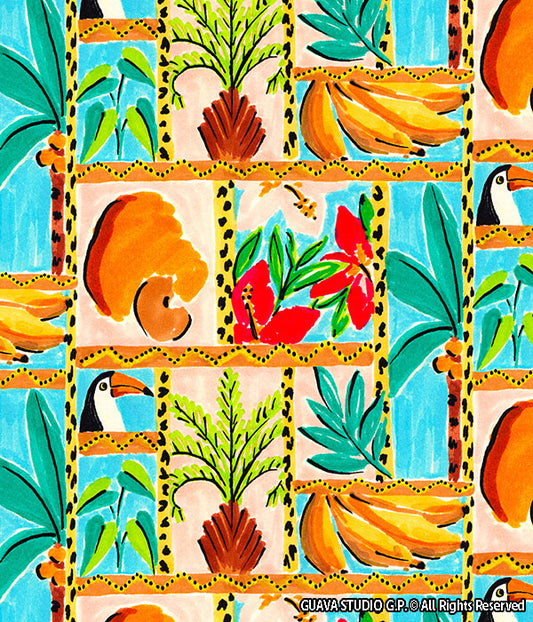 0727E - Hand Drawn Tropical Patchwork