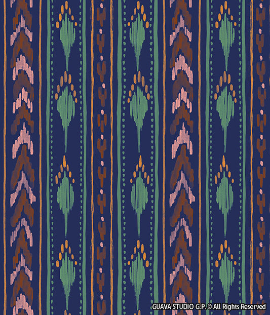 0731I- Dusty Navy Ikat Stripes