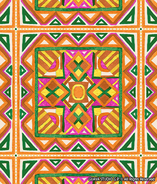 0734A- Warm Tones Geo Scarf Print