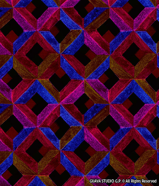 0734E- Velvet Burgundy and Pink Mosaic