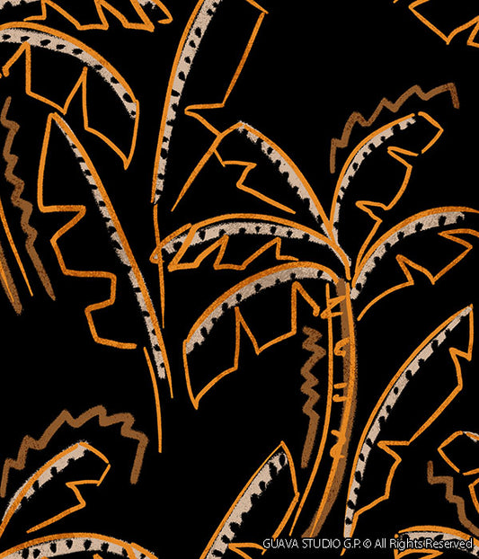 0736B- Black and Gold Doodle Palm Trees