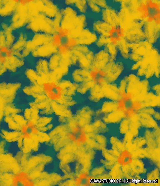 0738D- Blurred Yellow and Teal Floral