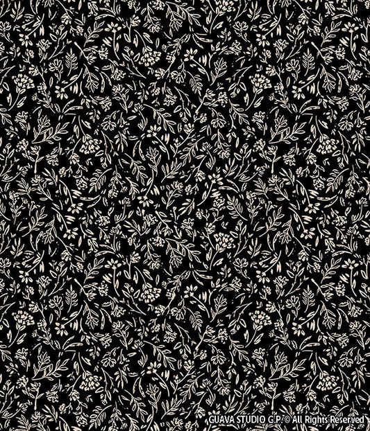 0742A- Black and Off-White Ditsy Floral