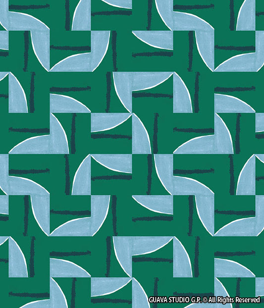 0745I- Watercolor Green and Blue Tiles