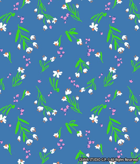 0747C- Lavender Blue Neon Ditsy Floral