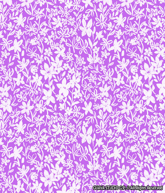 0747D- Neon Purple and White Ditsy Floral