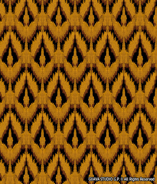 0750H- Dark Mustard & Black Watercolor Ikat