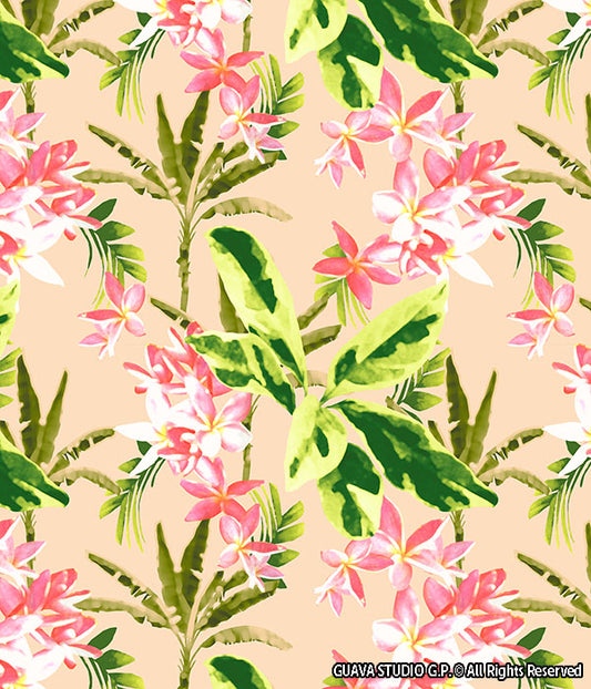 0752F- Soft Tropical Plumeria Print