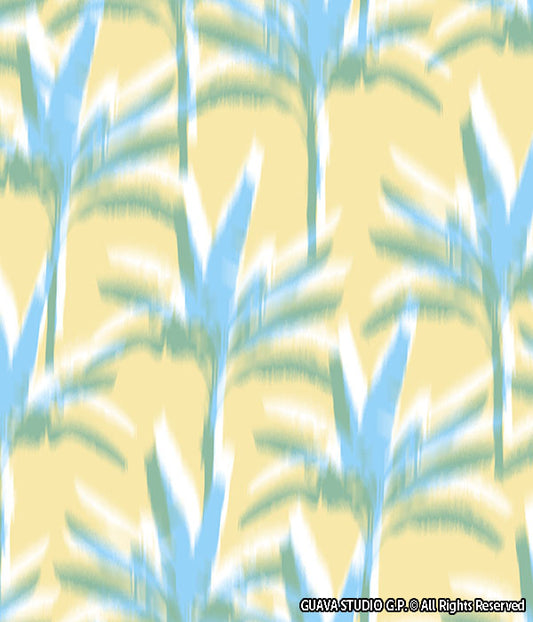 0752G- Pastel Yellow and Blue Palm Trees