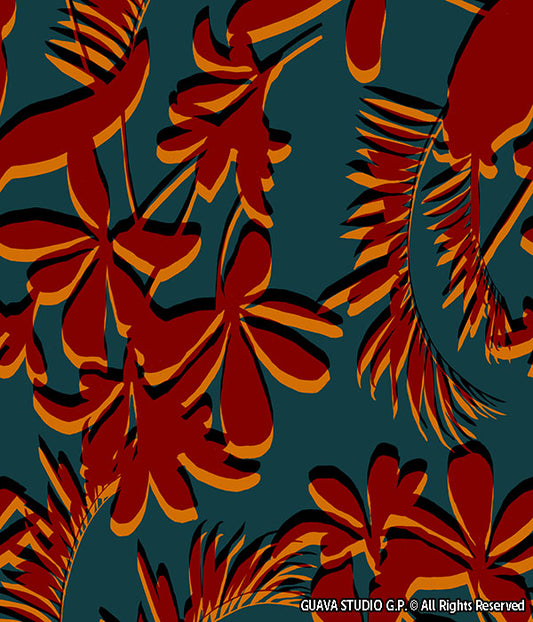 0754C- Deep Teal and Red Shadow Foliage