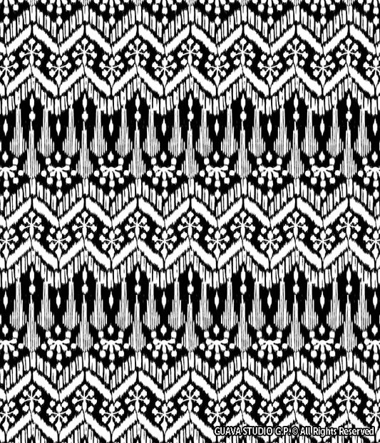 0759B- Black and White Ikat Stripes