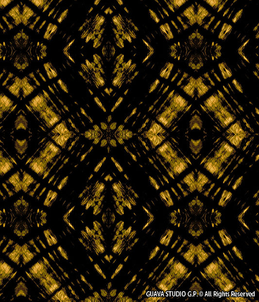 0765D- Black Brown and Yellow Ikat Tie Dye