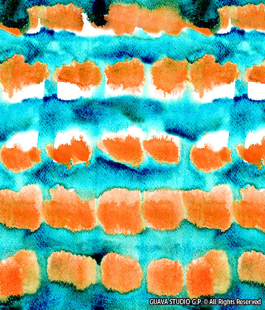 0767D- Cobalt and Orange Watercolor Stripes