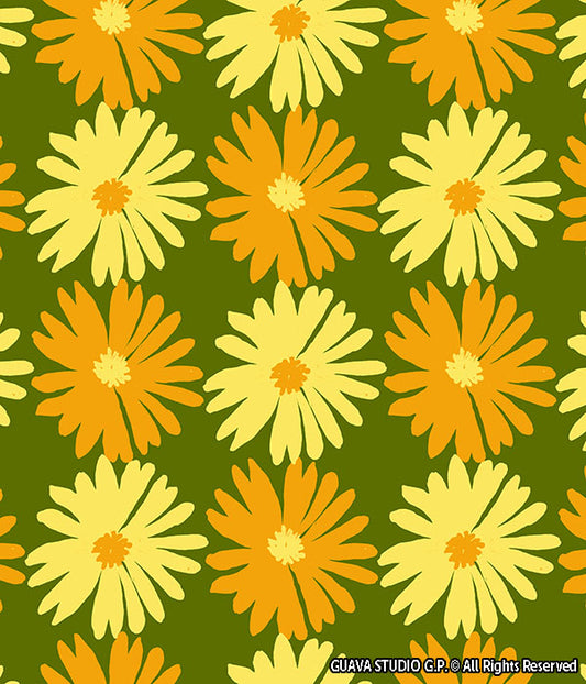 0768C- Green and Yellow Graphic Daisies