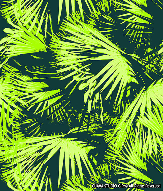 0770D- Deep Teal and Lime Green Palm Leaves