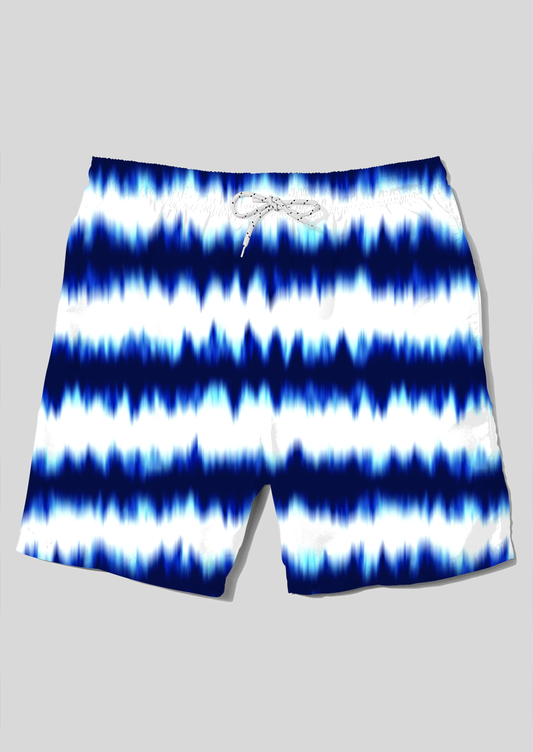 0773F- Blue and White Tie Dye Stripes