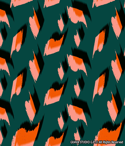 0776B- Deep Teal and Orange Brushstroke Cheetah