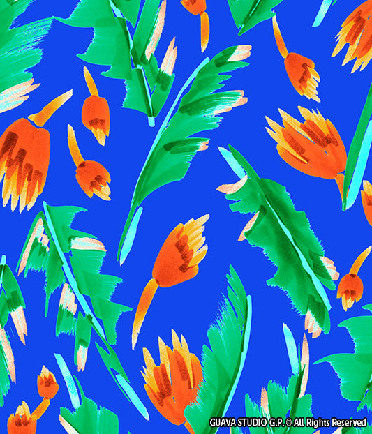 0776C- Cobalt Blue Abstract Tropical