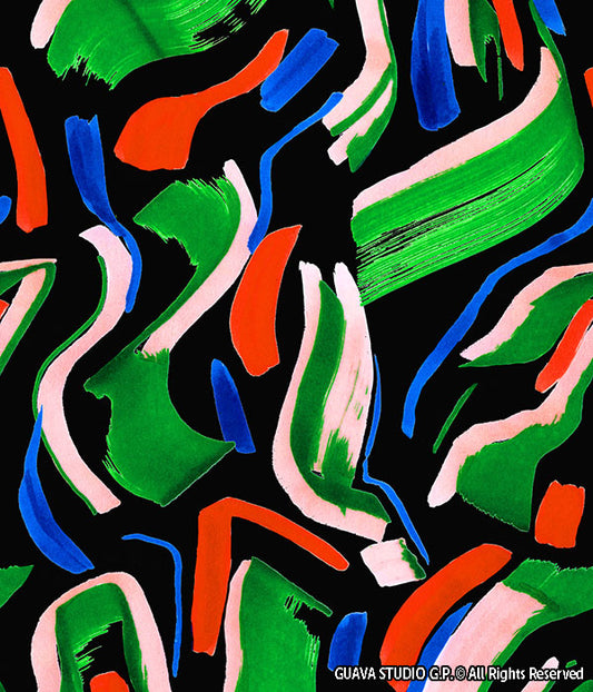 0776D- Blue Green Orange Broad Brushstrokes