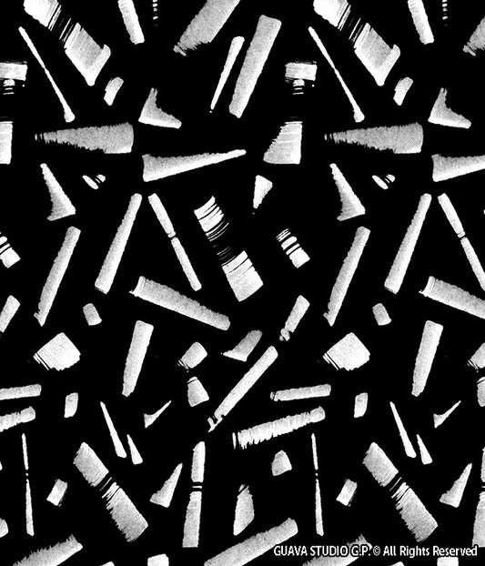 0776e- Black White Scattered Brushstrokes