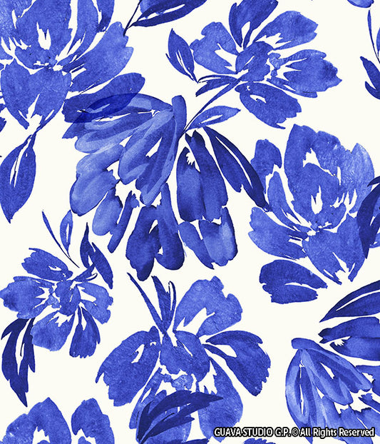 0782C- Blue and White Watercolor Peonies