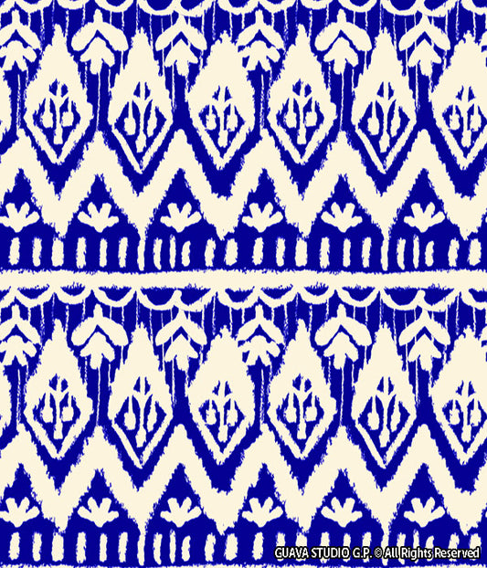 0783d- Cobalt Blue and White Ikat Stripes