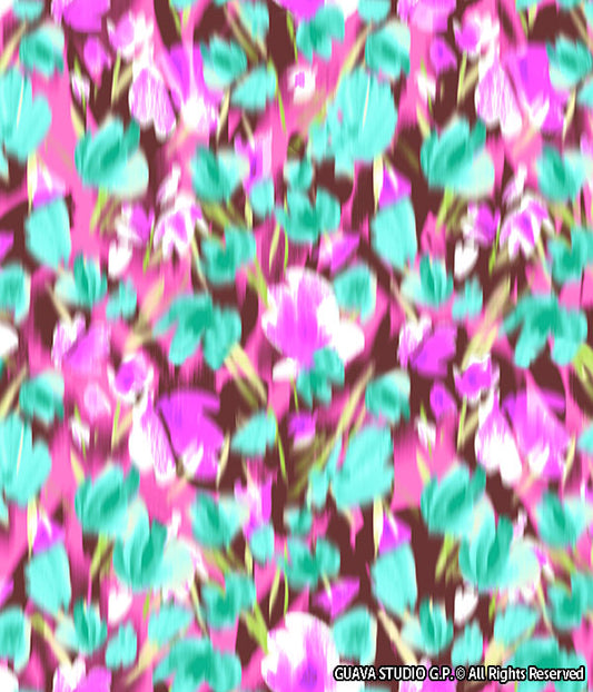 0785C- Pink and Teal Blurred Floral