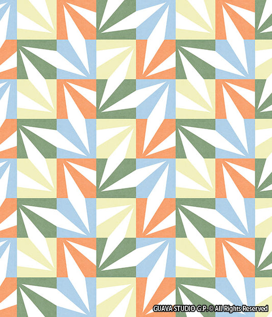 0786C- Pastel Geo Leaf Checks