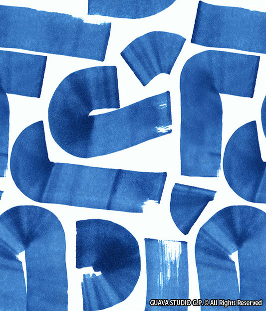 0793A- Blue and White Bold Brushstrokes Geo