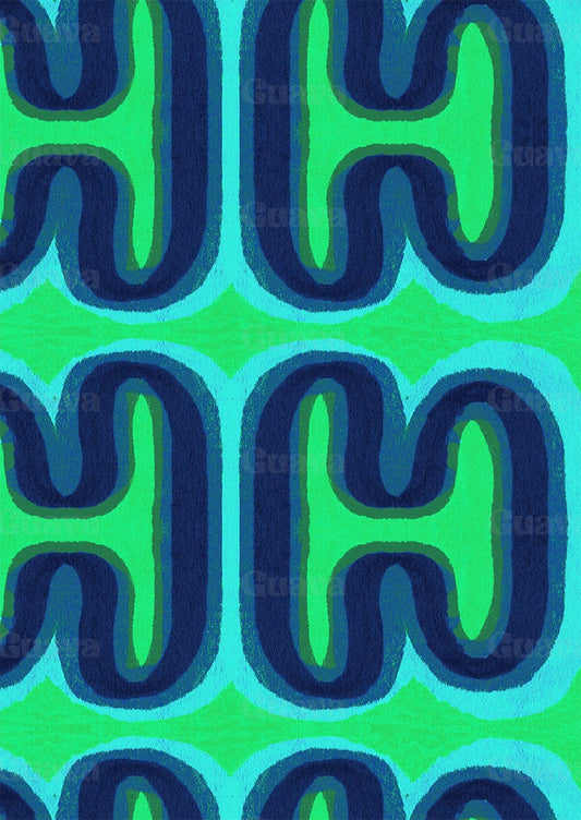 0795A- Navy and Green Nordic Ocean Waves