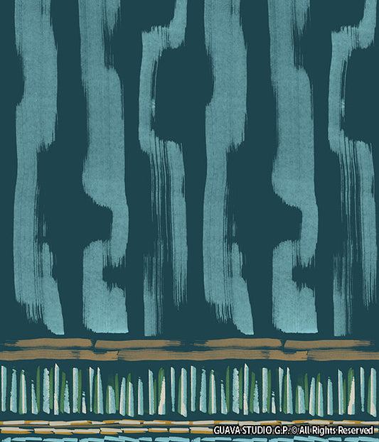 0798A- Indigo Ethnic Brushstroke Border