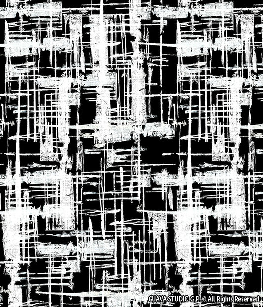 0802C- Black and White Graffiti Plaid