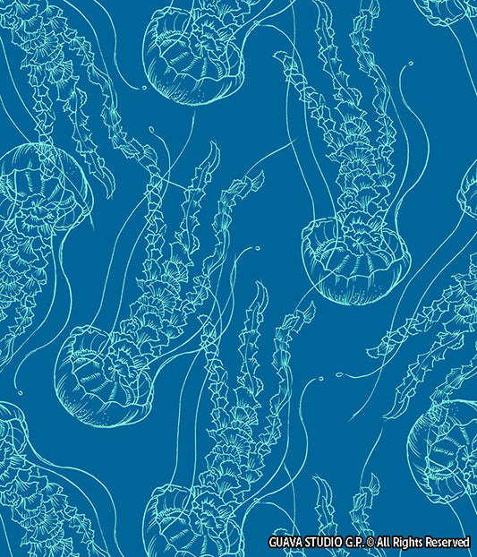 0810D- 2 Tone Teal Medusas Sea Life