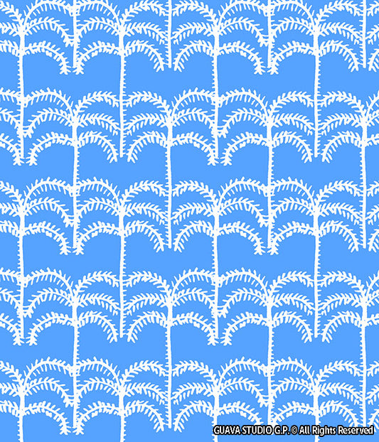 0811C- Blue White Abstract Palm Tree Texture