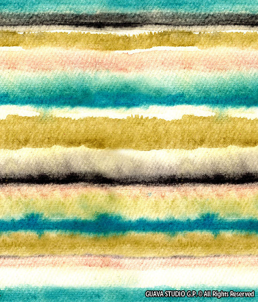 0814B- Watercolor Mustard and Teal Stripes