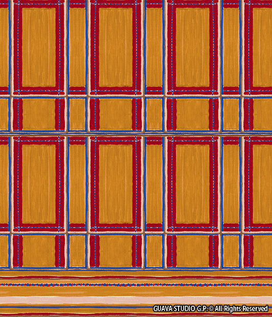 0815D- Hand Painted Plaid and Stripe Border