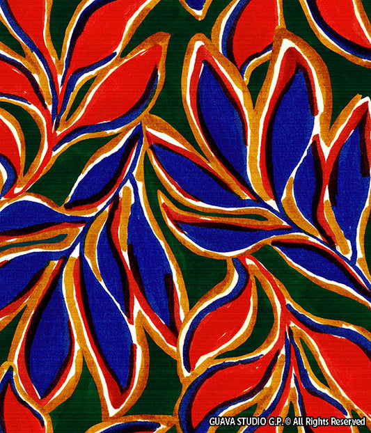 0815F- Dark Green Red Blue Gold Foliage
