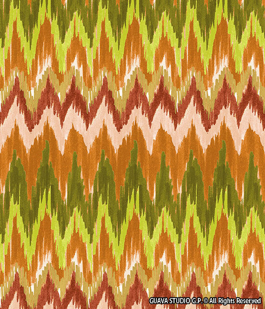 0816C- Sage, Coral and Brick ZigZag Stripe