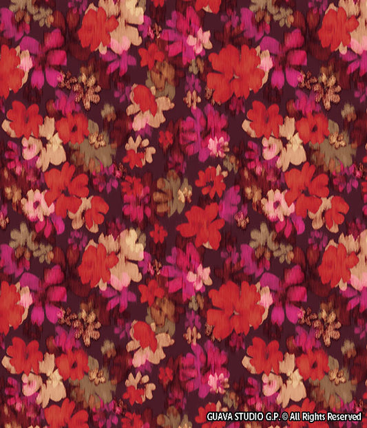 0817D- Burgundy Pink and Red Blurred Floral